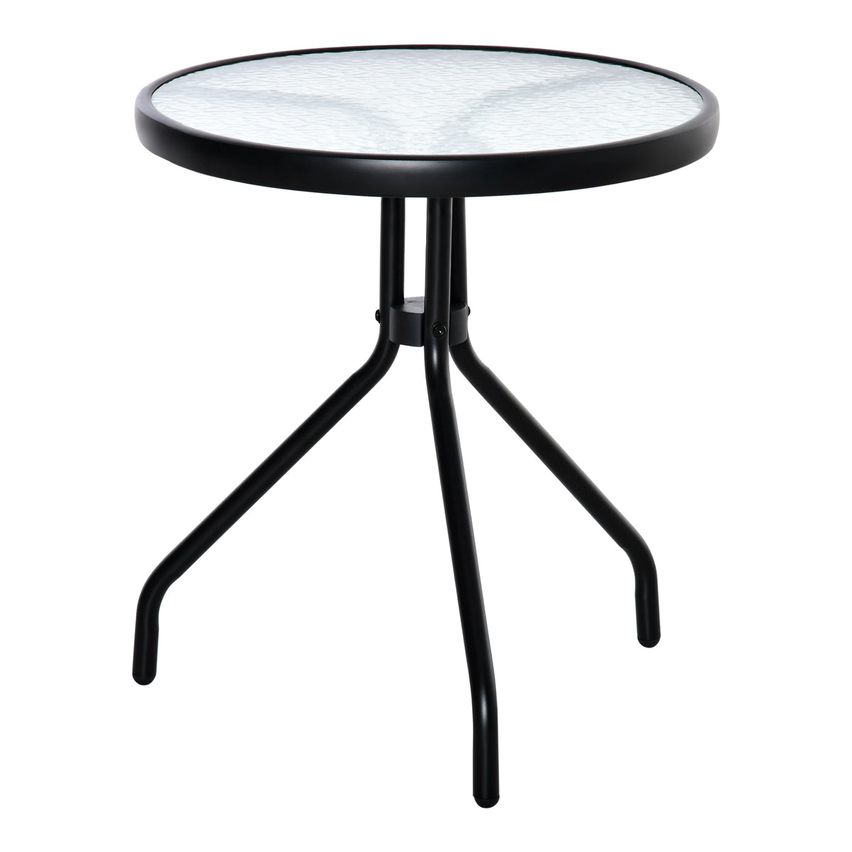 Outdoor Side Table, Round Glass Top, Metal Frame, Ø50x55 cm