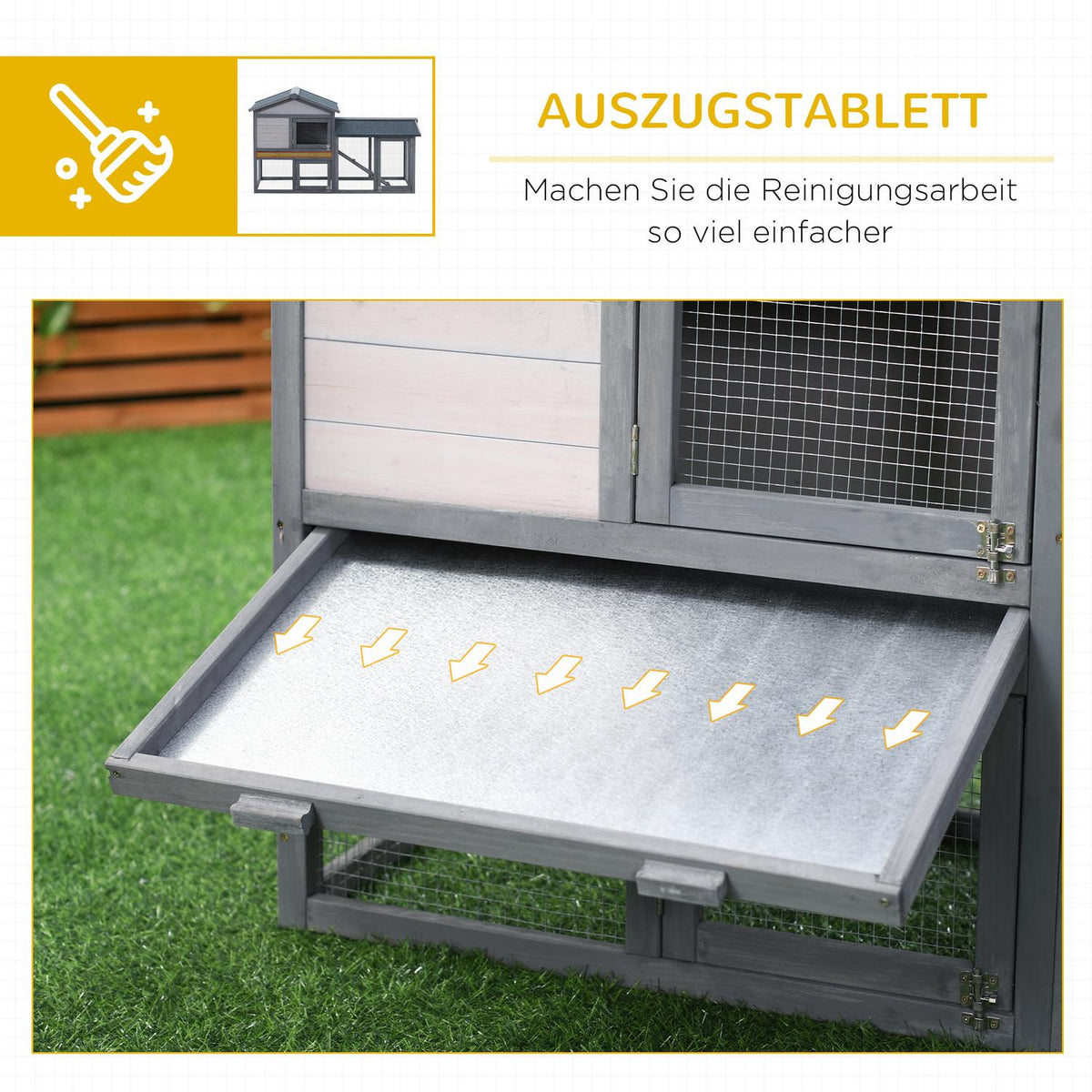 Outdoor Small Animal Hutch, Dark Grey, 147 x 54 x 84 cm