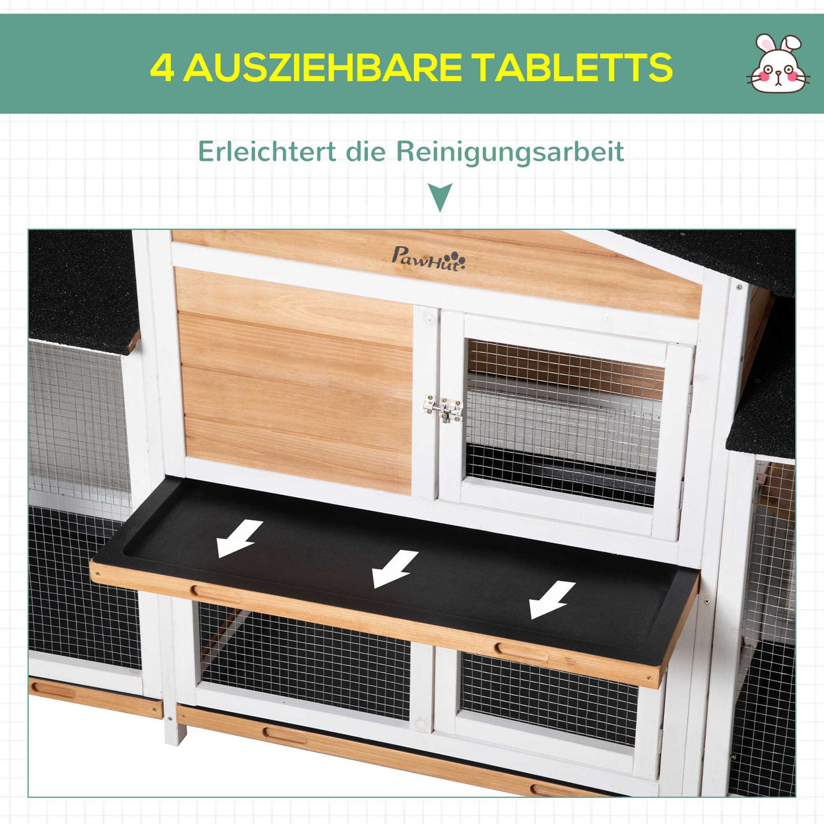 Outdoor Small Animal Hutch with Ramp, Asphalt Roof, Wood