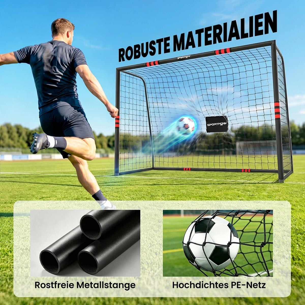 Outdoor Soccer Goal 300x200 cm with Net and Foam Padding