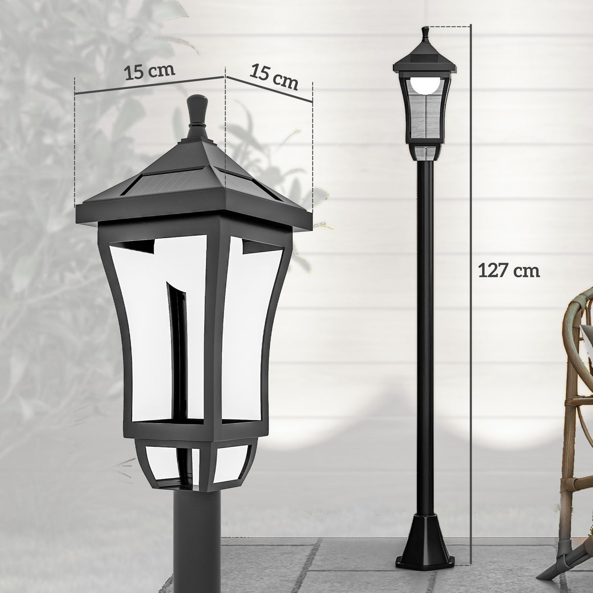 Outdoor Solar Lantern, Automatic On/Off, Weatherproof IP44