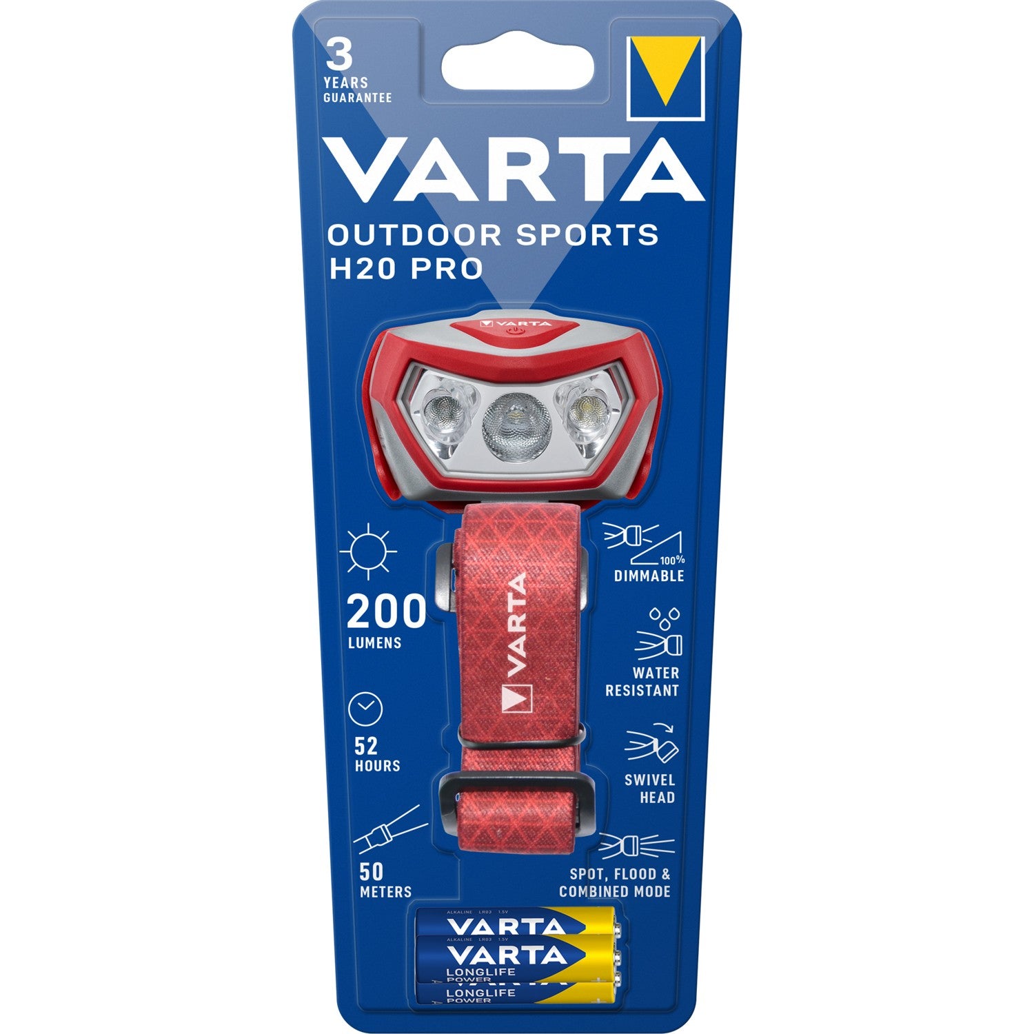 Outdoor Sports H20 Pro Headlamp 200 lm Red
