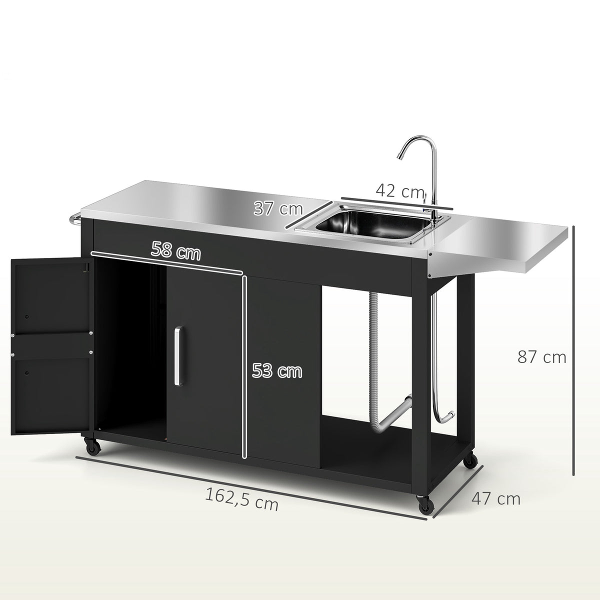 Outdoor Stainless Steel Grill Cart with Sink Station