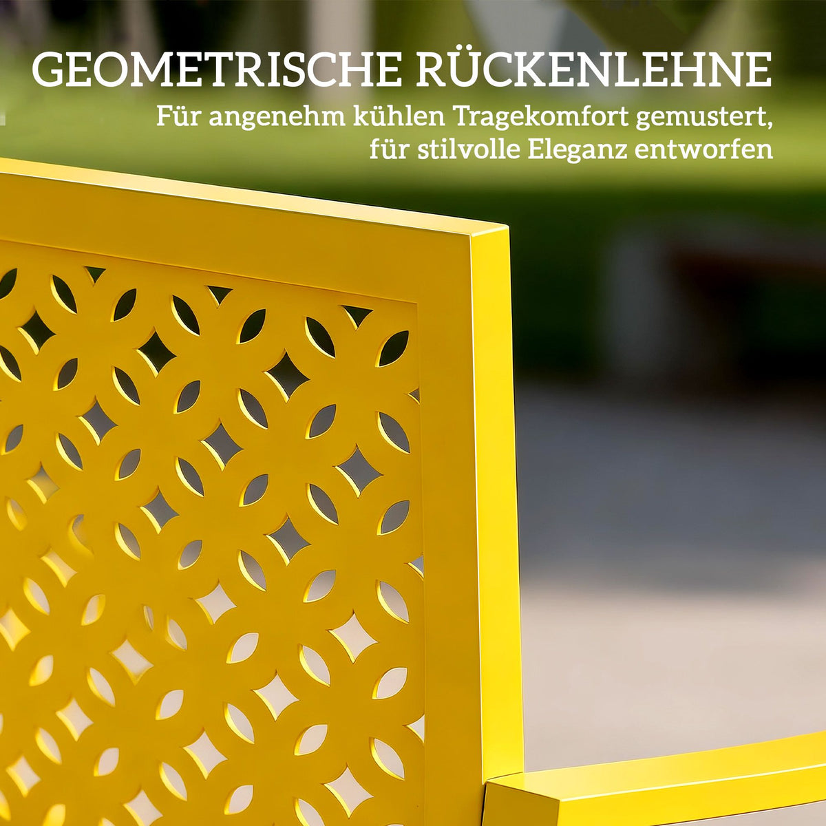 Outdoor Steel Garden Bench, Yellow, 2-Seater, Rust-Resistant