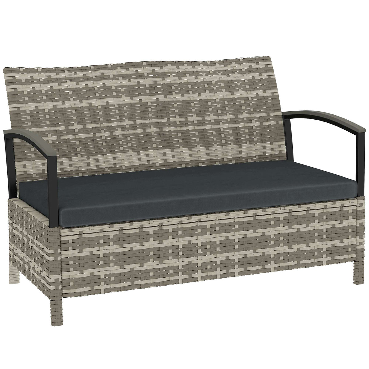 Outdoor Storage Bench, 2-Seater with Cushion, 125L, Dark Grey