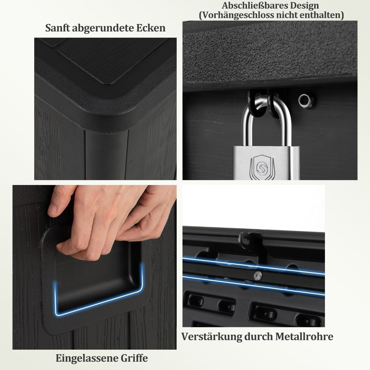 Outdoor Storage Box, 378L, Waterproof, Lockable Lid