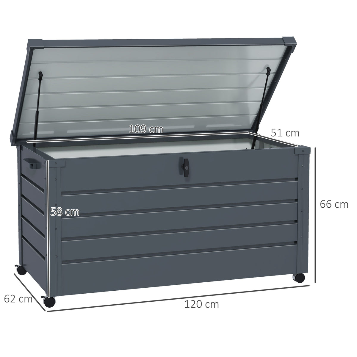 Outdoor Storage Box, Waterproof, 311L, Dark Grey, Steel