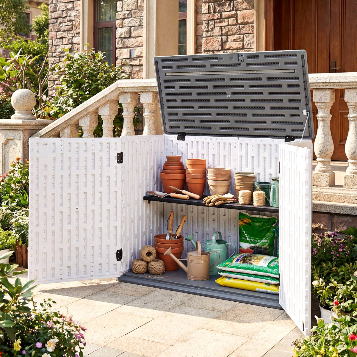 Outdoor Storage Cabinet HDPE with Adjustable Shelves