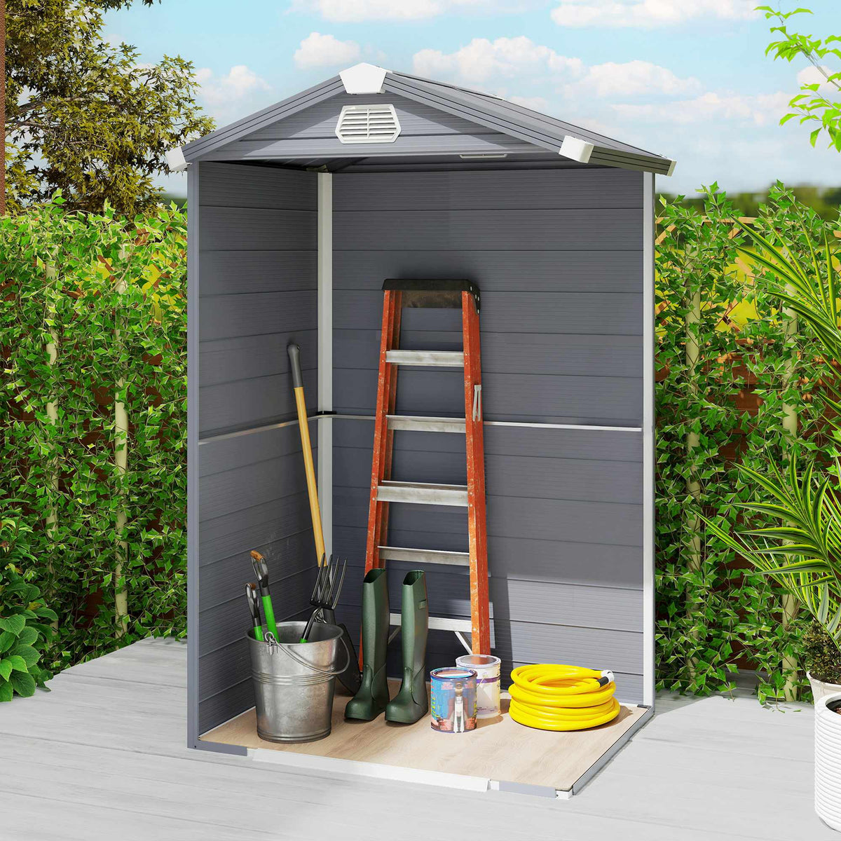 Outdoor Storage Shed, 1.1m², Polypropylene, Lockable Door