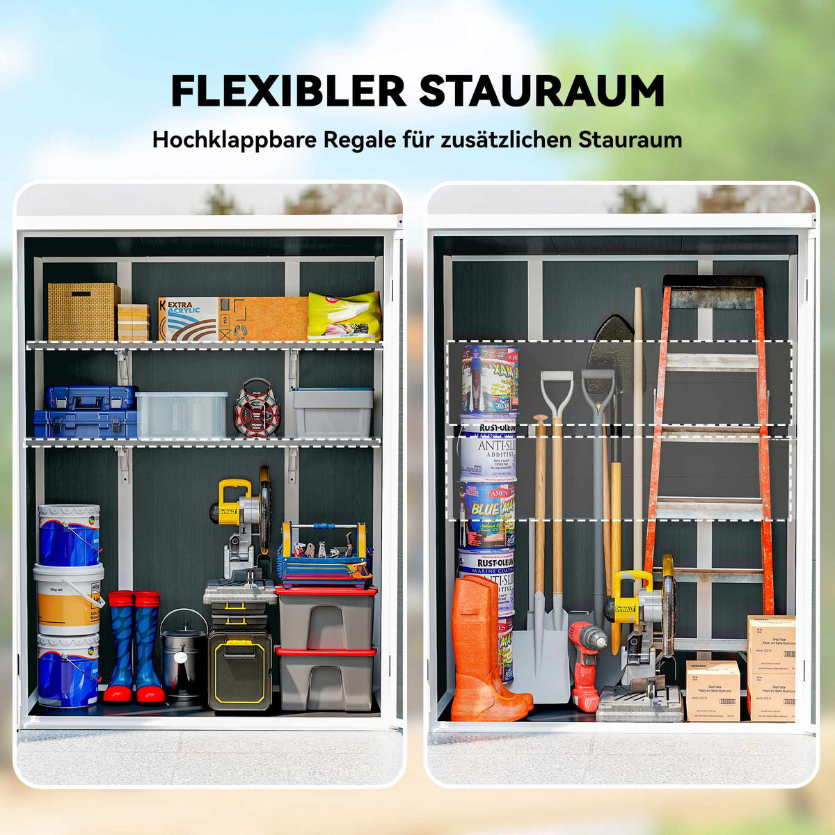 Outdoor Storage Shed, 134x68.5x170 cm, Lockable Doors