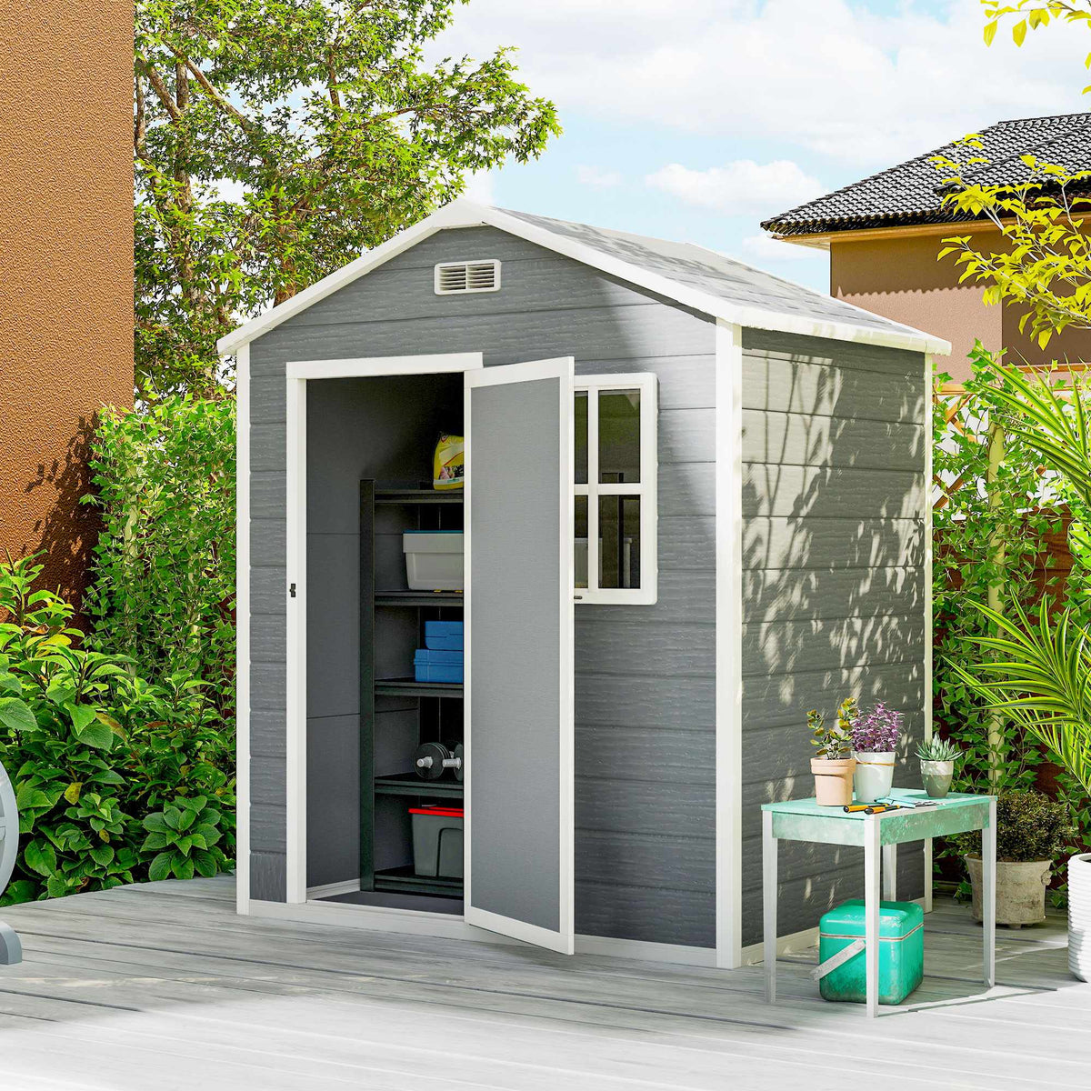Outdoor Storage Shed, 1.9m², Lockable Door, Slope Roof