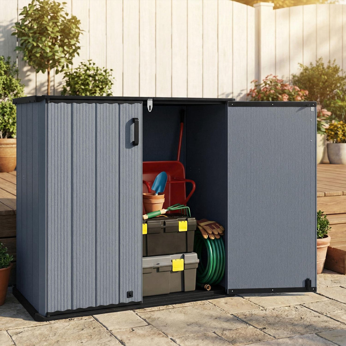 Outdoor Storage Shed, 23.5 Cu.ft, Lockable, Gray