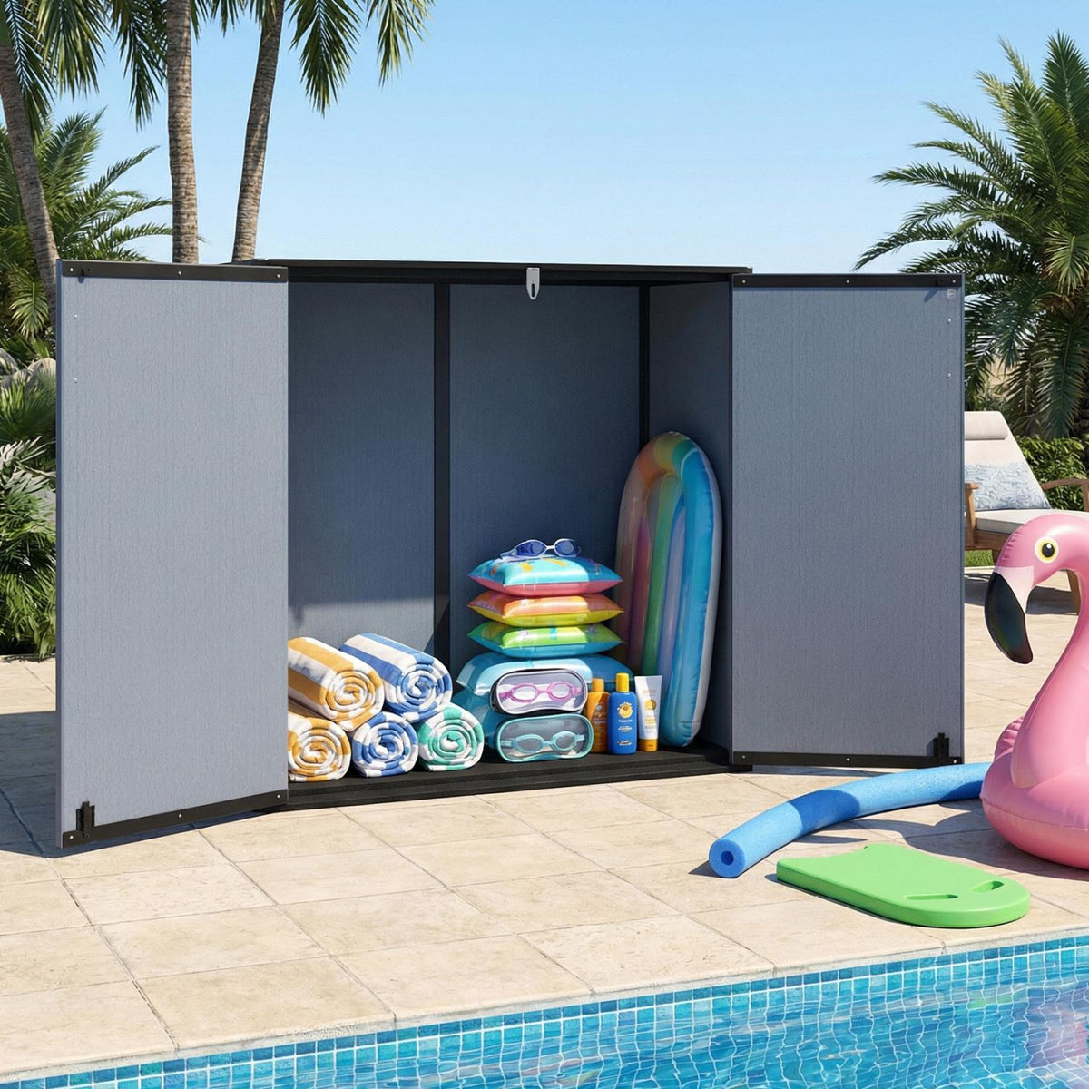 Outdoor Storage Shed, 23.5 Cu.ft, Lockable, Gray