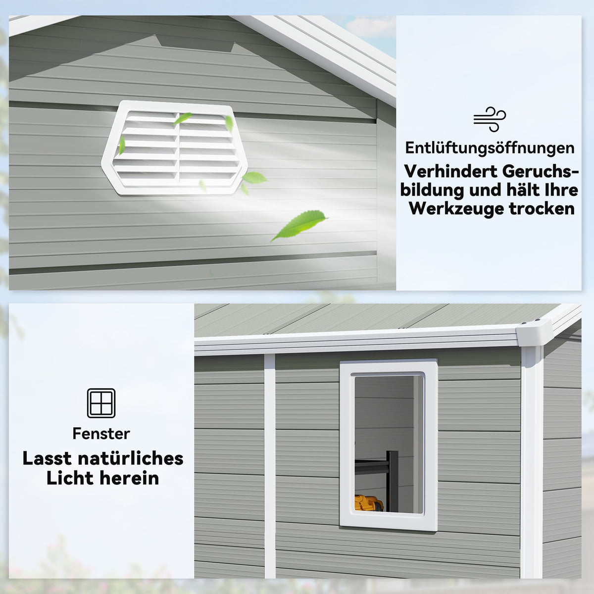Outdoor Storage Shed, 4.1m², Polypropylene, 240x190x228 cm