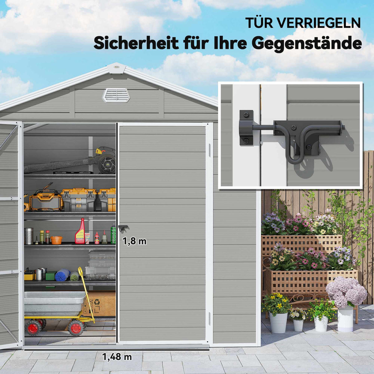 Outdoor Storage Shed, 4.1m², Polypropylene, 240x190x228 cm