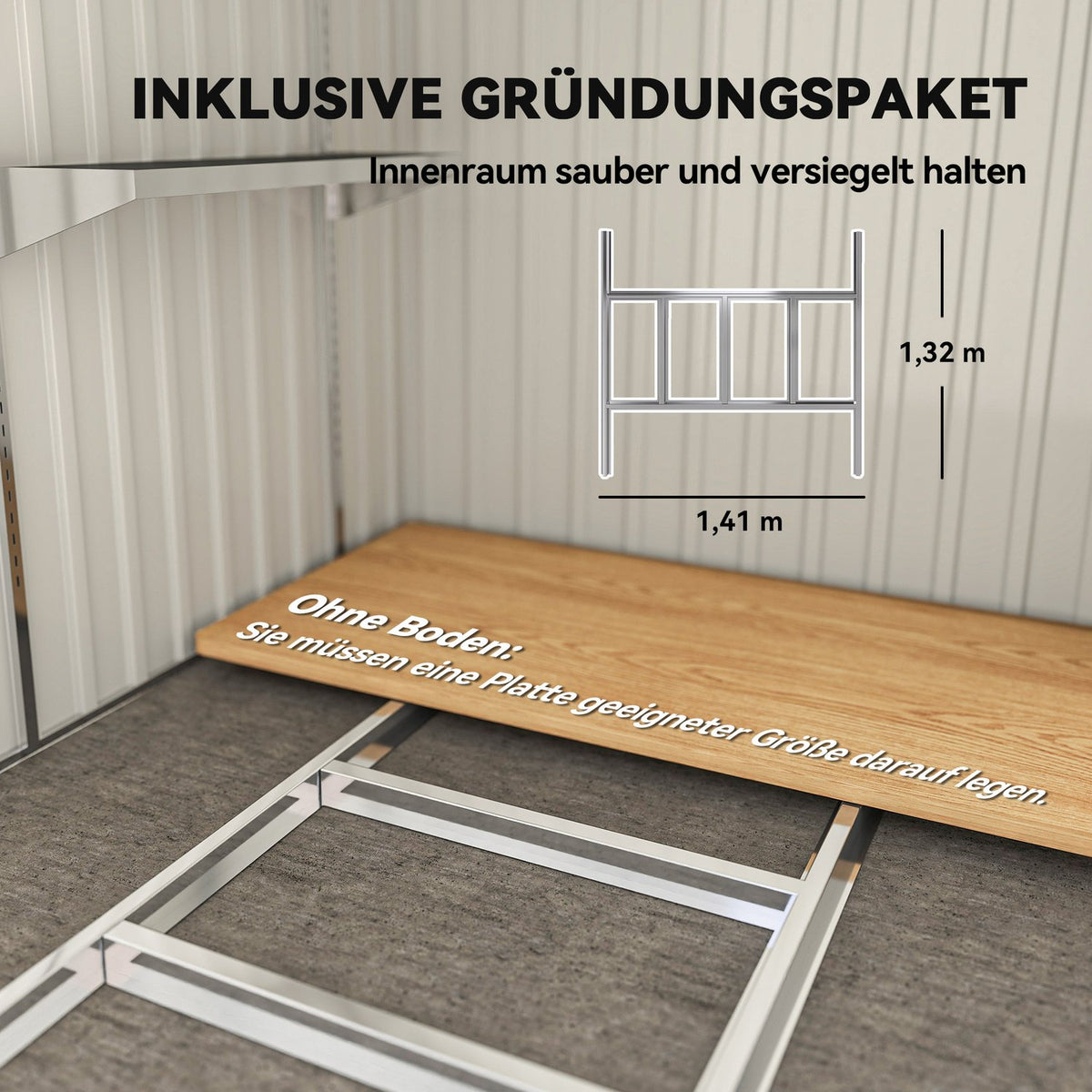 Outdoor Storage Shed, 7x5 ft, Galvanized Steel, Ventilated