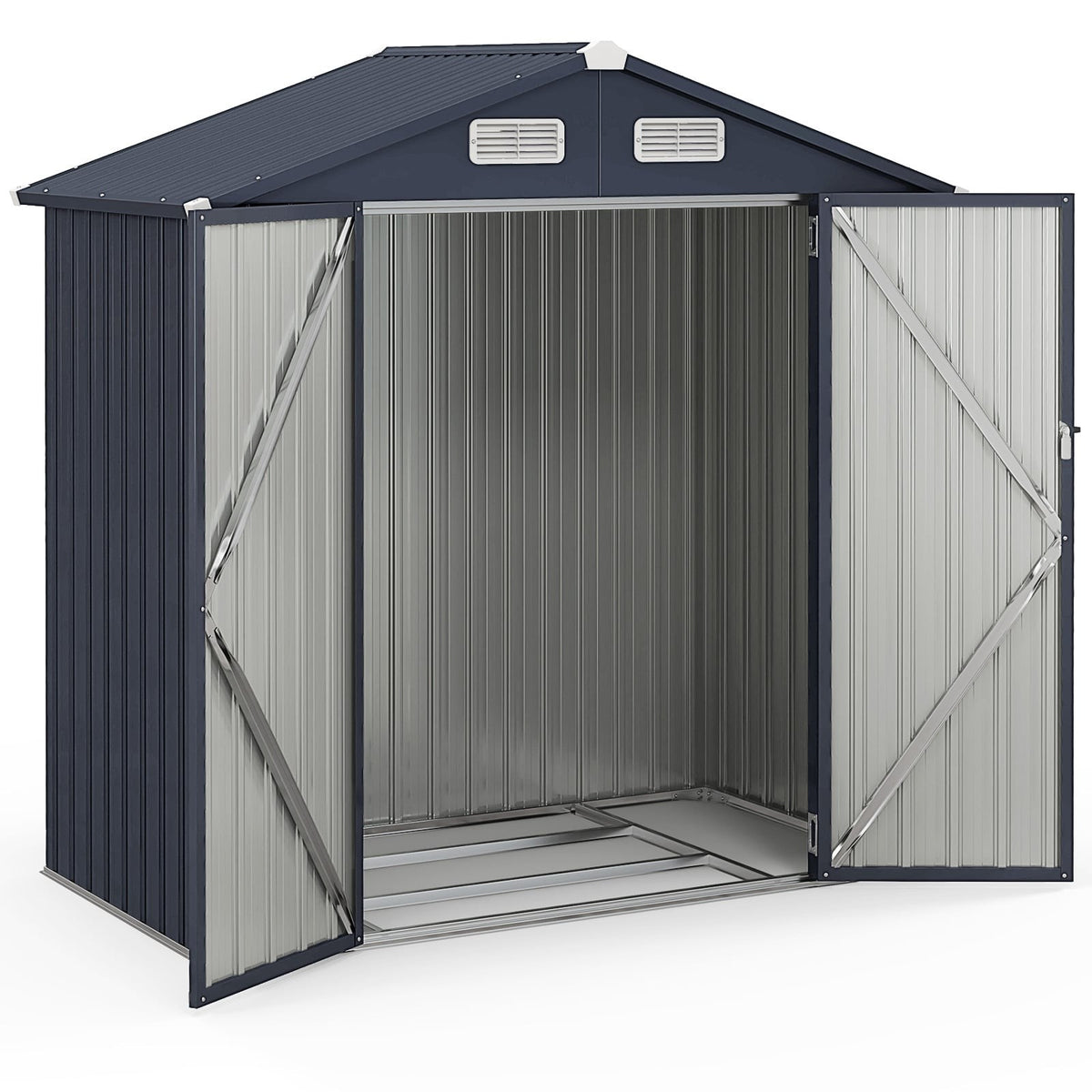 Outdoor Storage Shed, Galvanized Metal, 3.44 m³ Capacity