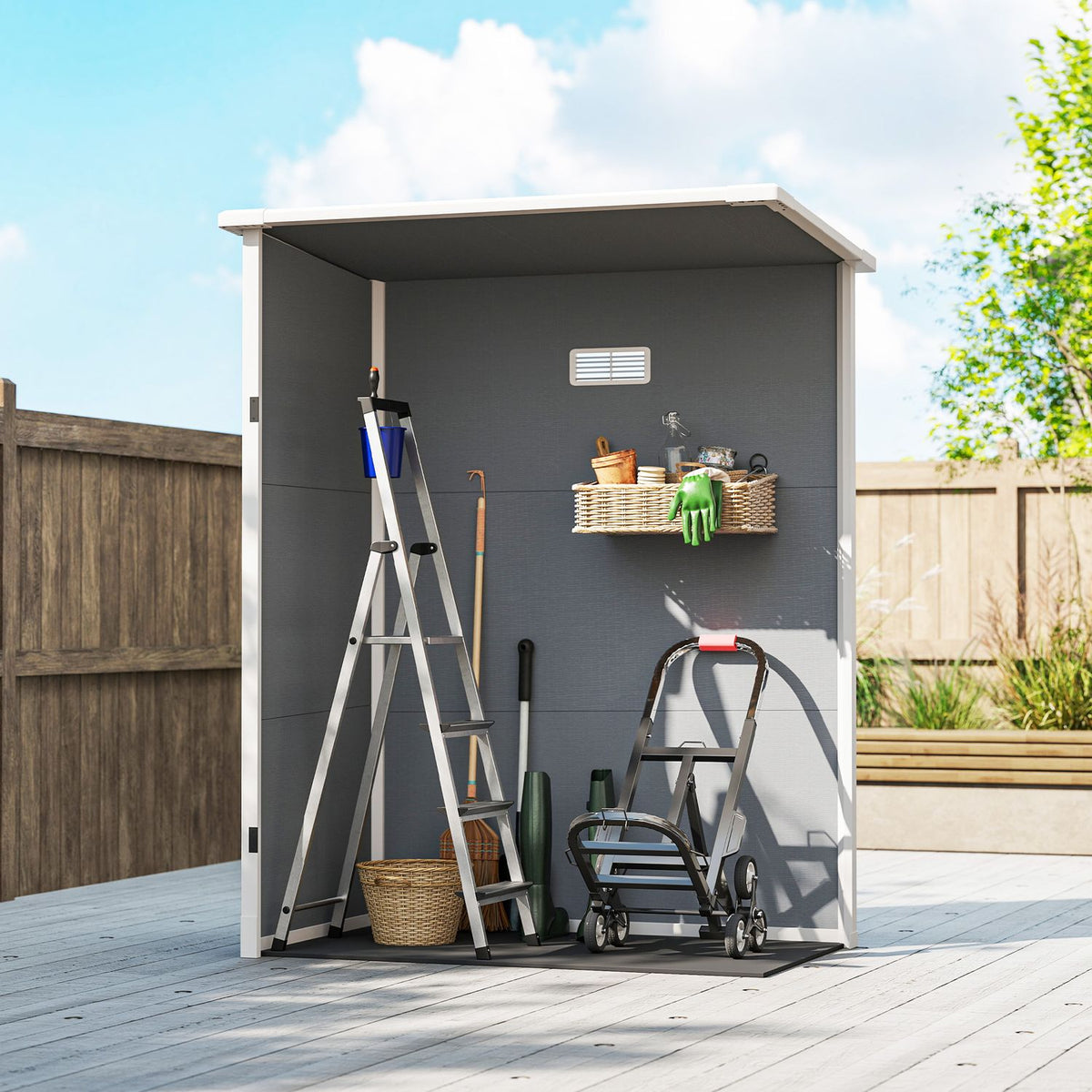 Outdoor Storage Shed, Polypropylene, Lockable Door