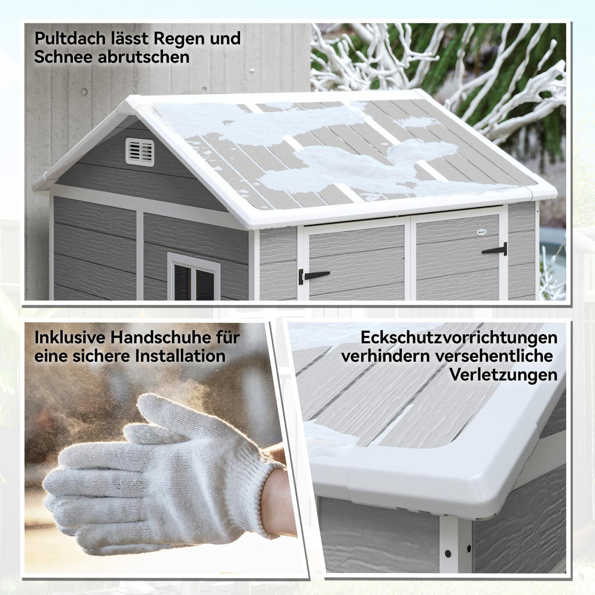 Outdoor Storage Shed, Polypropylene, Waterproof, 181x181x220 cm