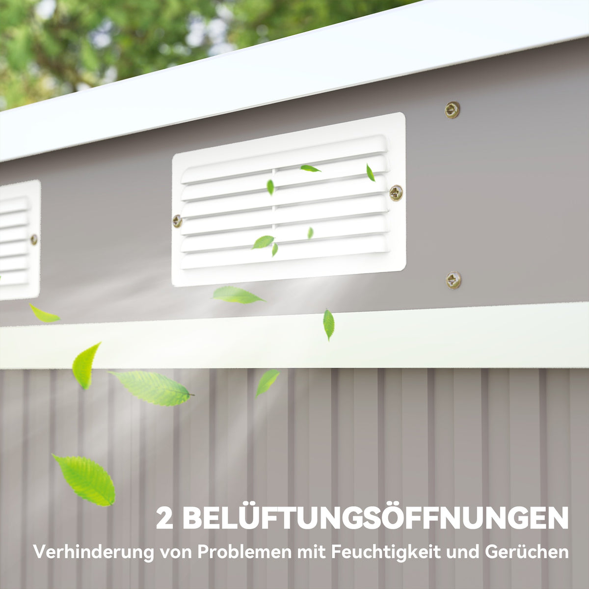 Outdoor Storage Shed, Vent Windows, Sliding Doors, Steel, 213x130x172 cm