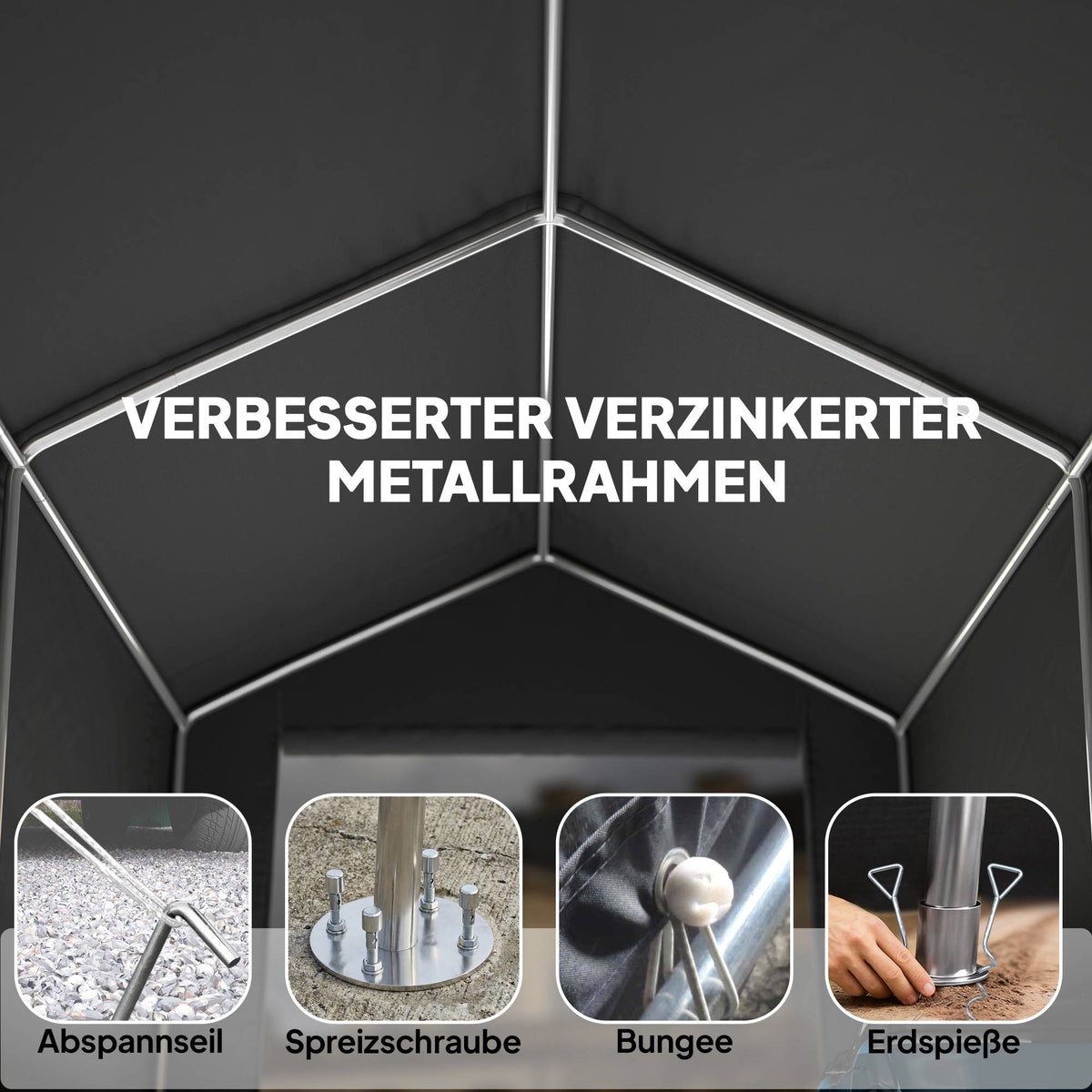 Outdoor Storage Tent 2.3 x 1.9 m, Waterproof, Dark Grey