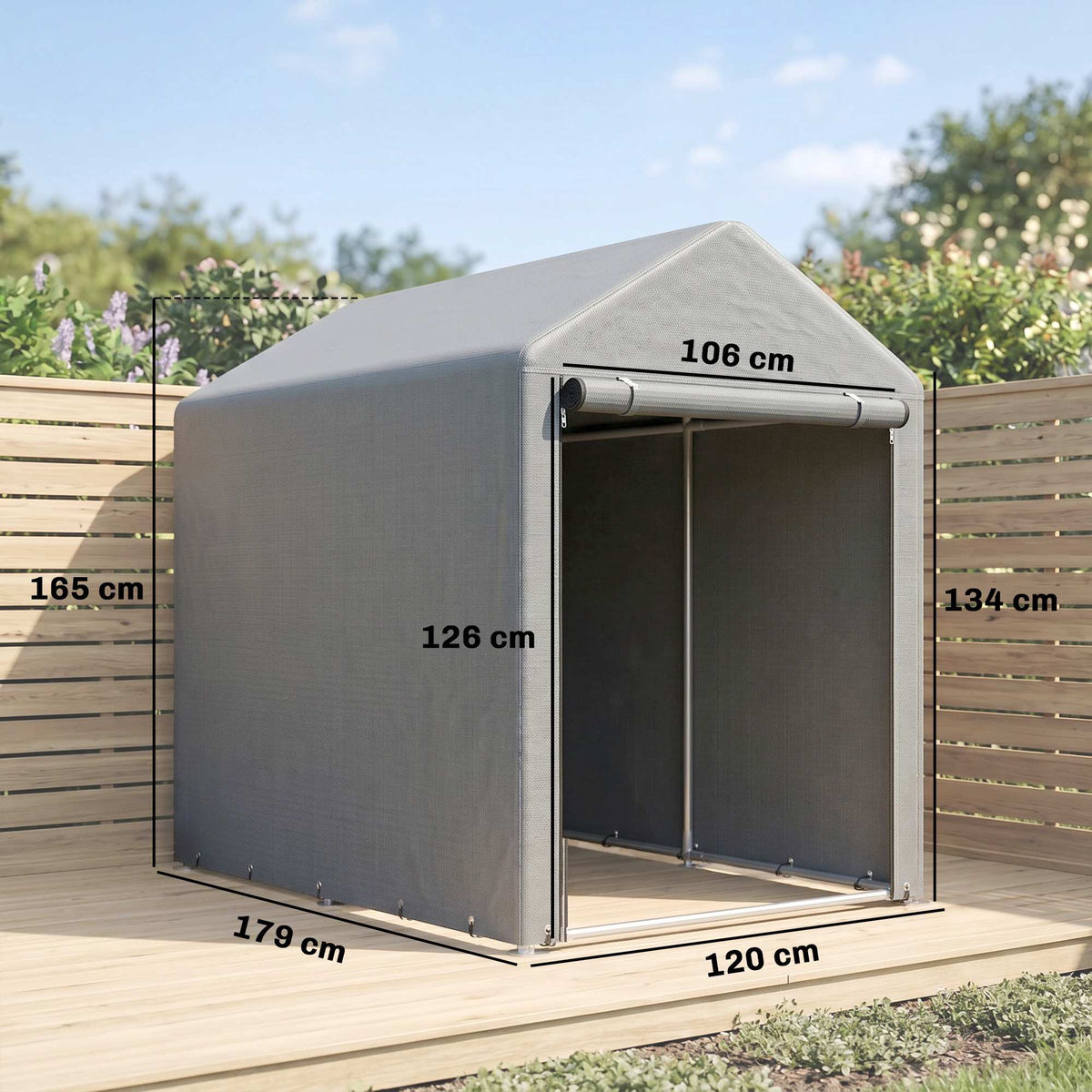 Outdoor Storage Tent Shed, Steel Frame, 120x179x165cm, Light Gray