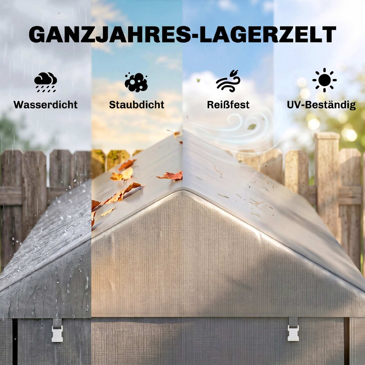 Outdoor Storage Tent Shed, Steel Frame, 120x179x165cm, Light Gray