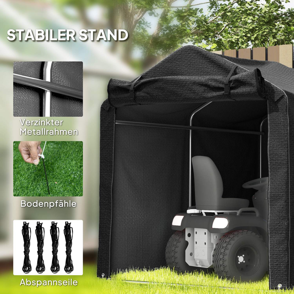 Outdoor Storage Tent – UV-Resistant PE, Galvanized Frame