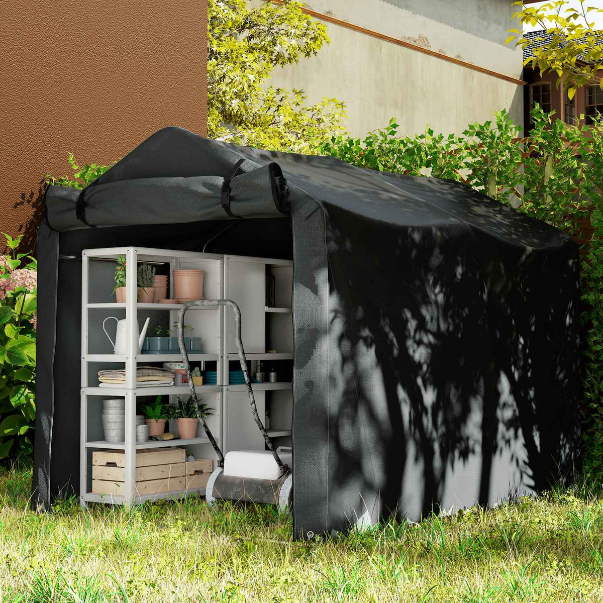 Outdoor Storage Tent – UV-Resistant PE, Galvanized Frame