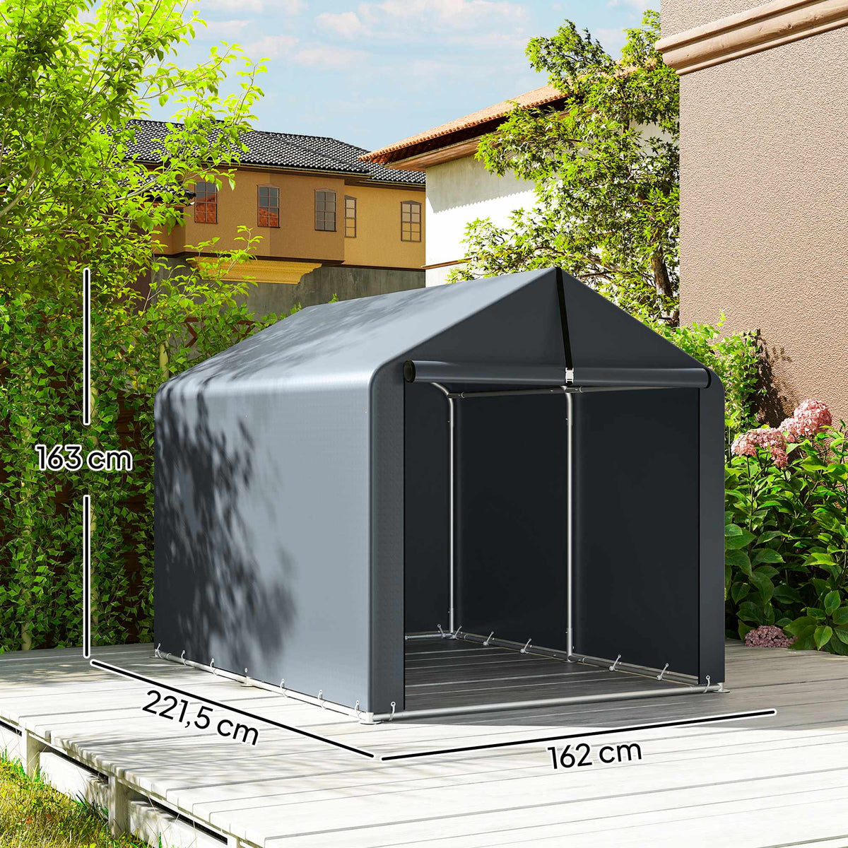 Outdoor Storage Tent, Waterproof PE Fabric, 162x221.5x163 cm