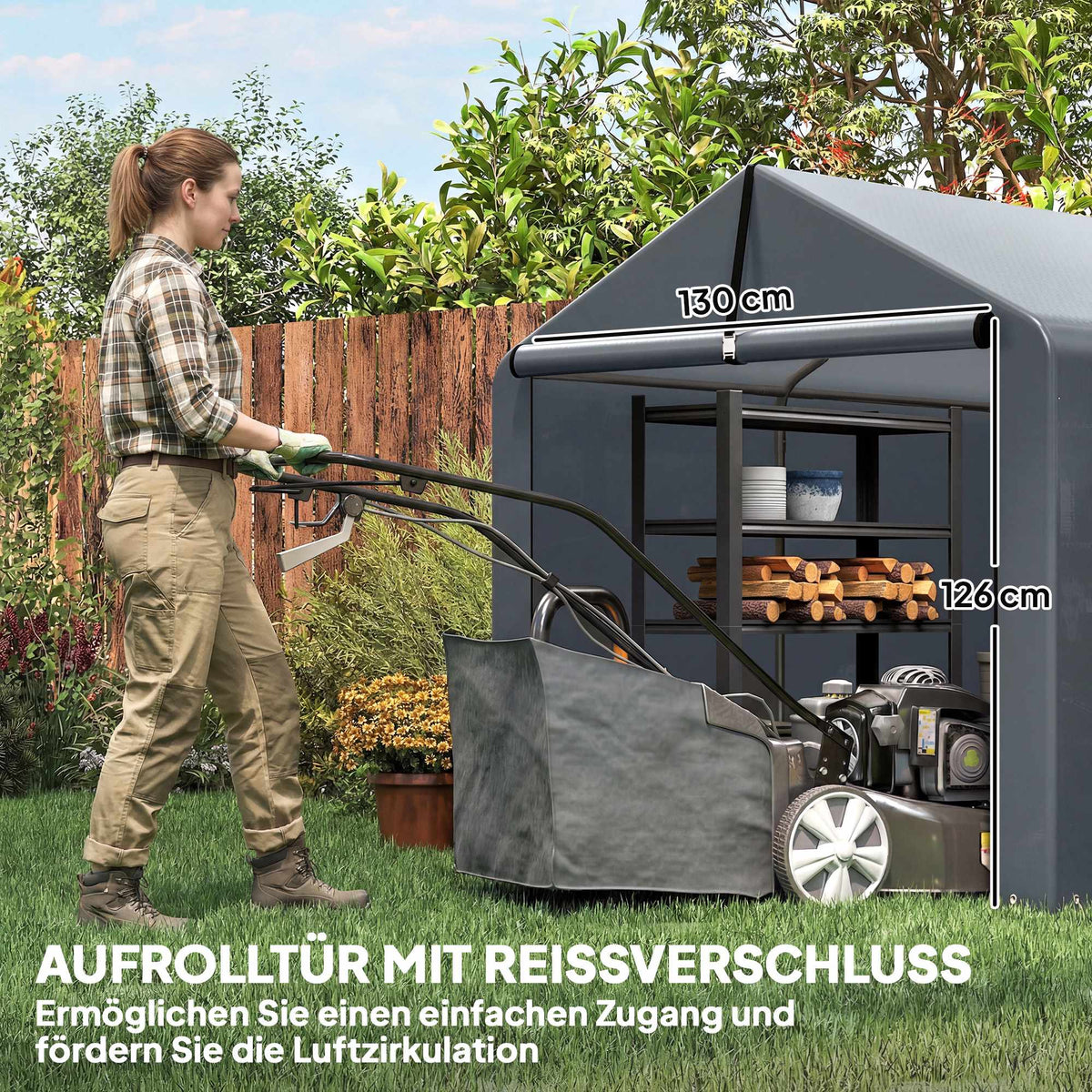 Outdoor Storage Tent, Waterproof PE Fabric, 162x221.5x163 cm