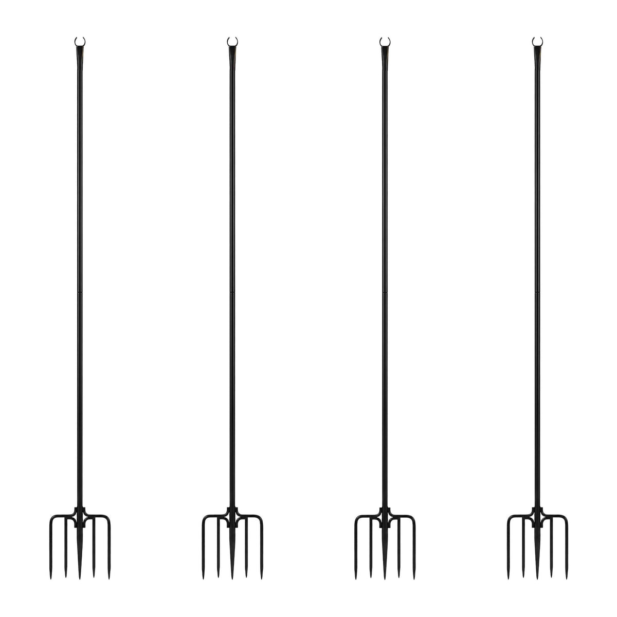 Outdoor String Light Poles, 3m, Black, Set of 4