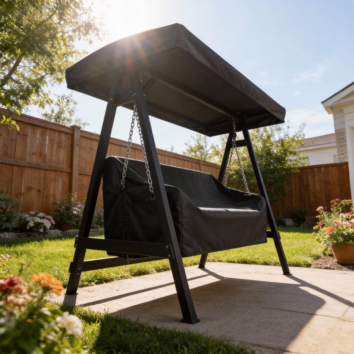 Outdoor Swing Cover, Waterproof Oxford Fabric, Black