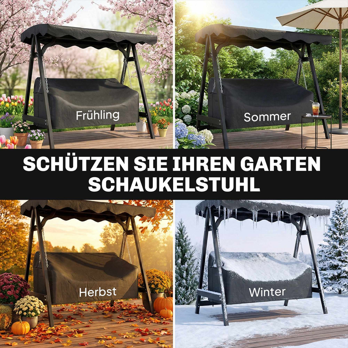 Outdoor Swing Cover, Waterproof Oxford Fabric, Black