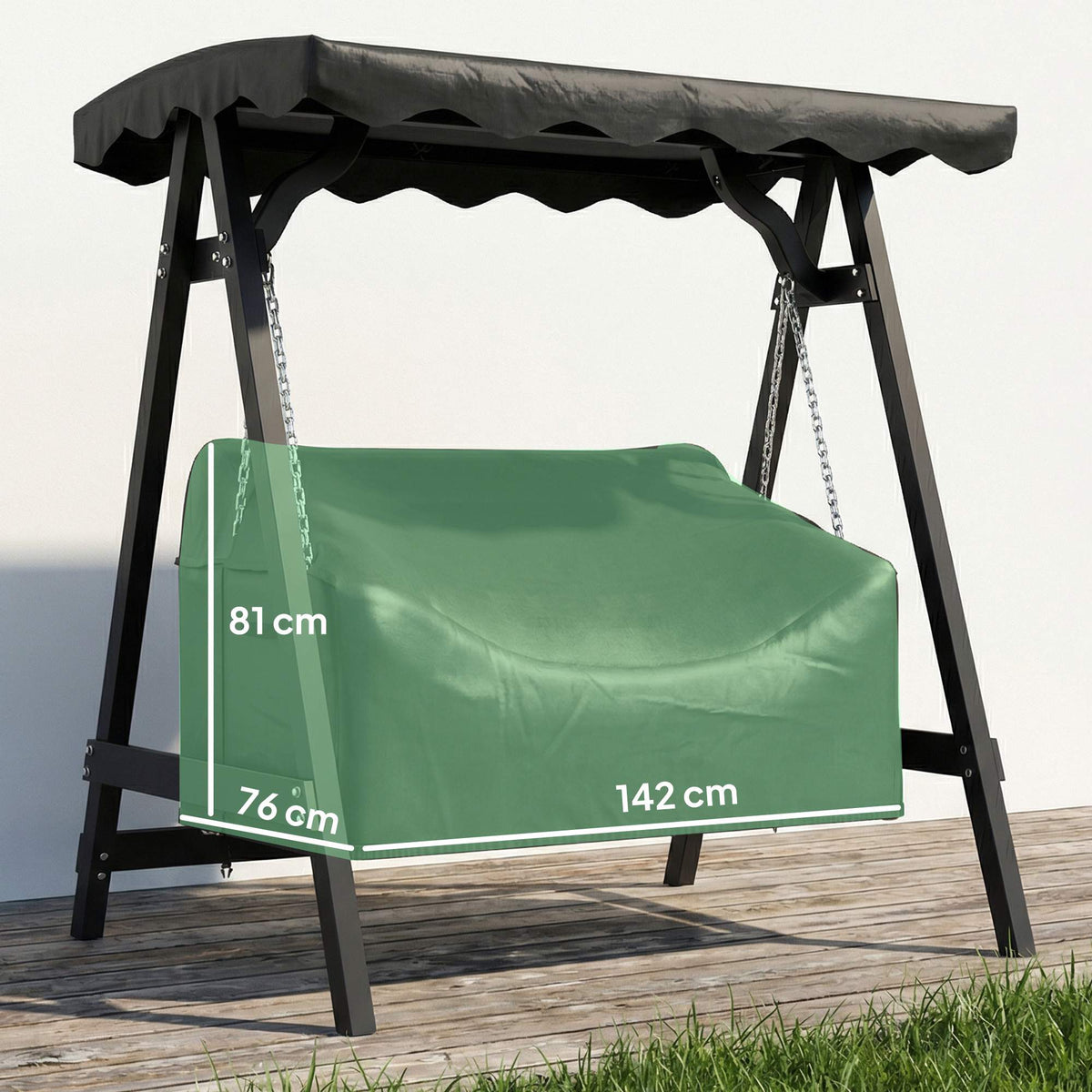 Outdoor Swing Cover, Waterproof PU Oxford Fabric, Black