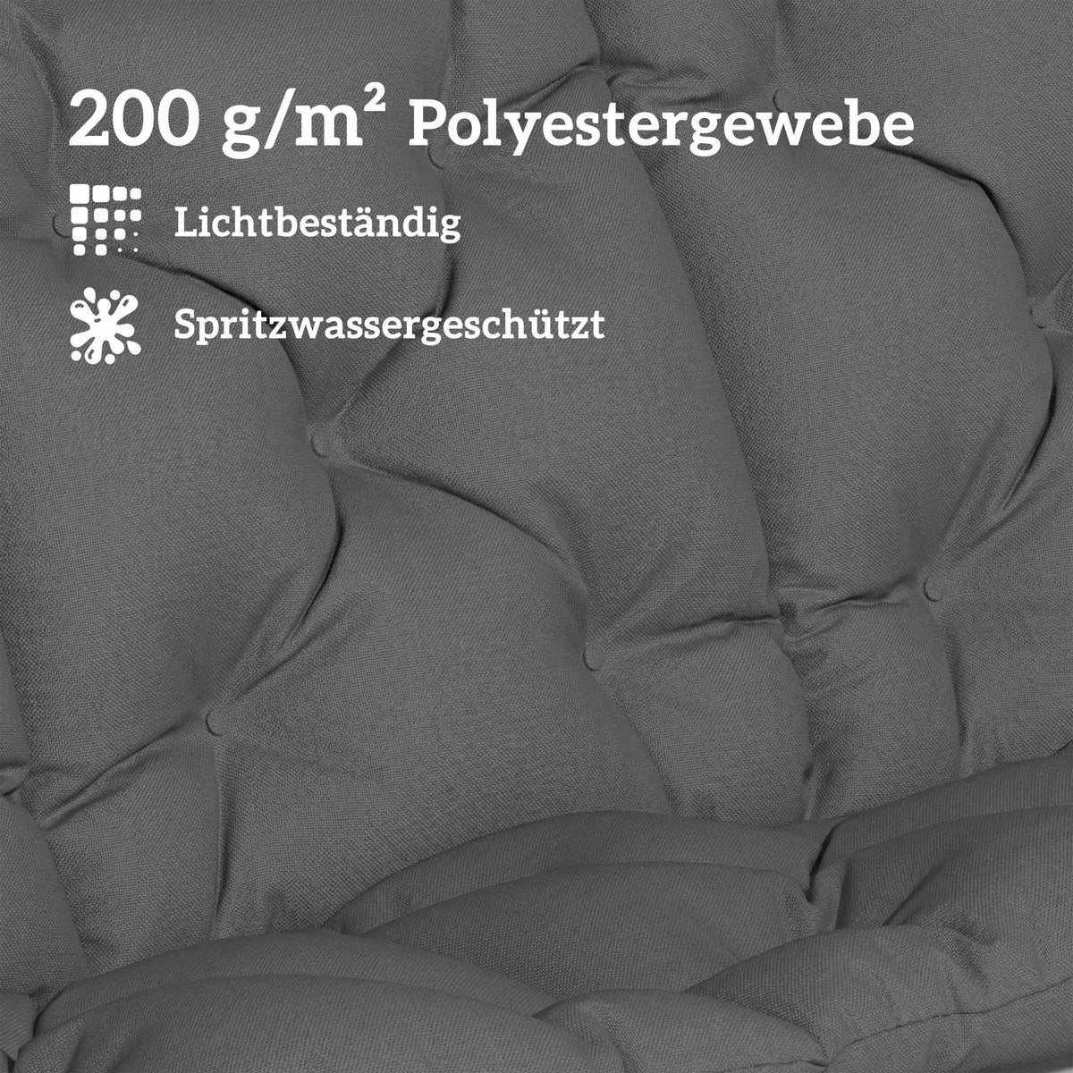 Outdoor Swing Cushion, Water-Resistant, 150x100 cm, Dark Grey