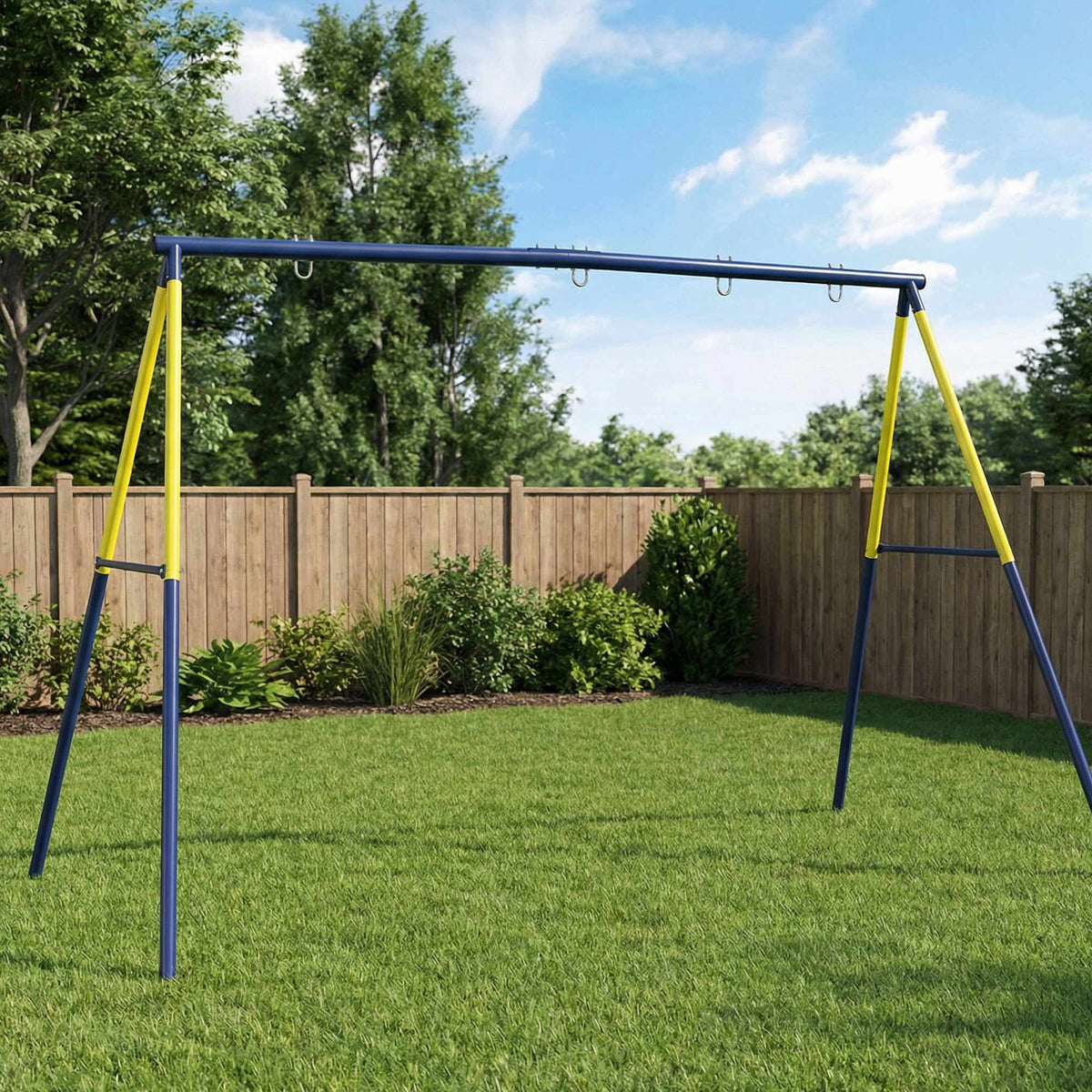 Outdoor Swing Set for Kids, Steel Frame, 3 Seats