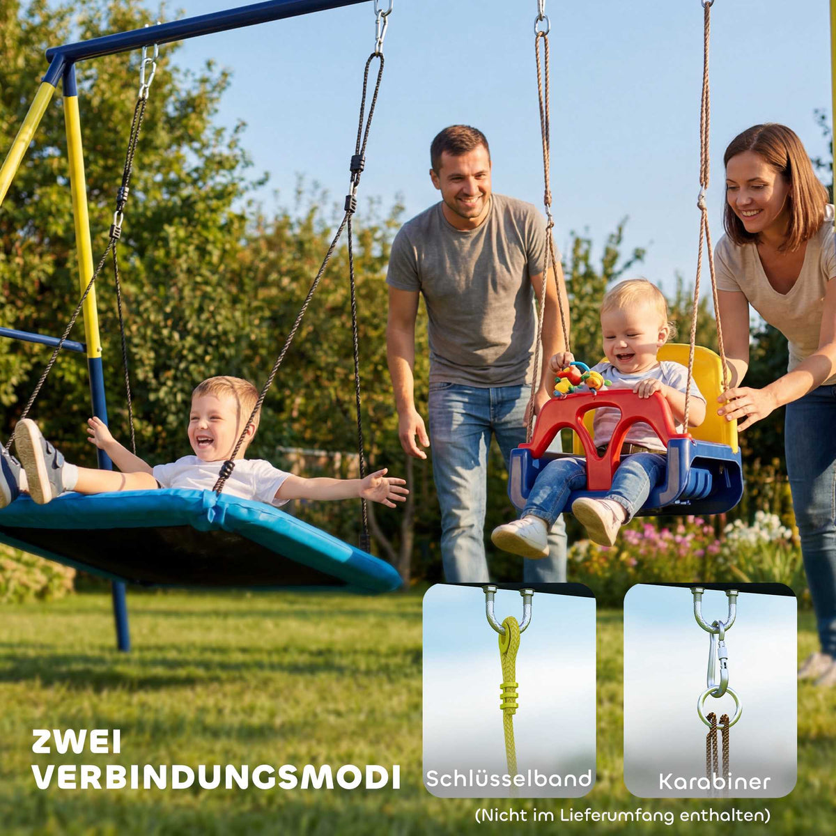 Outdoor Swing Set for Kids, Steel Frame, 3 Seats