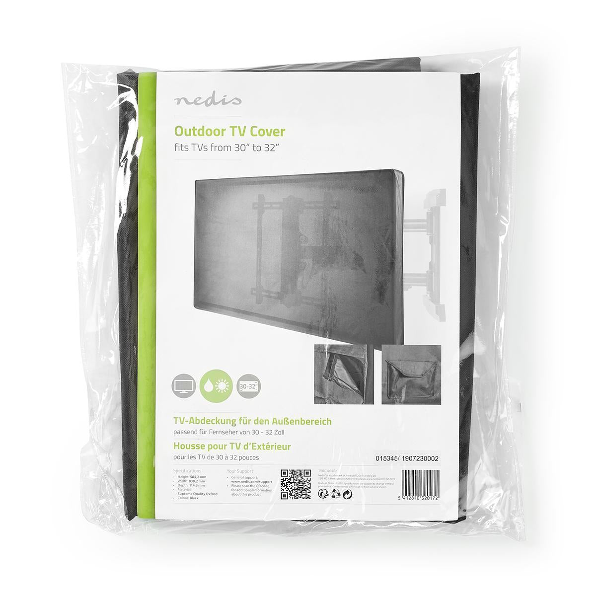 Outdoor TV protection | Screen Size: 30 - 32 " | Highest Quality Oxford | Black