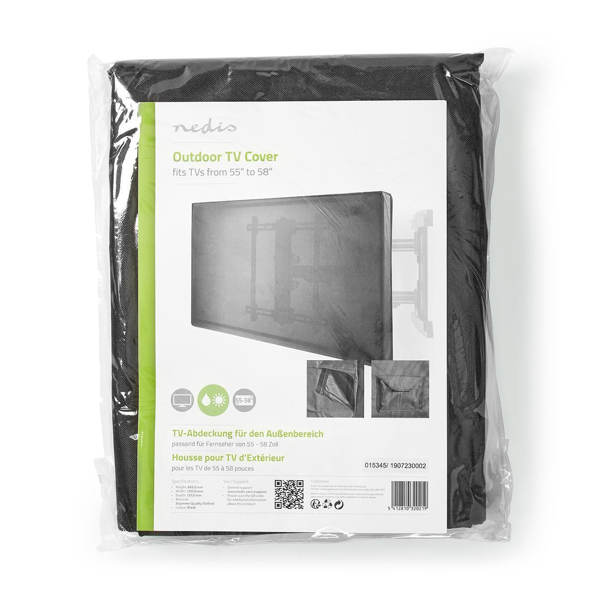 Outdoor TV protection | Screen size: 55 - 58 " | Highest quality Oxford | Black