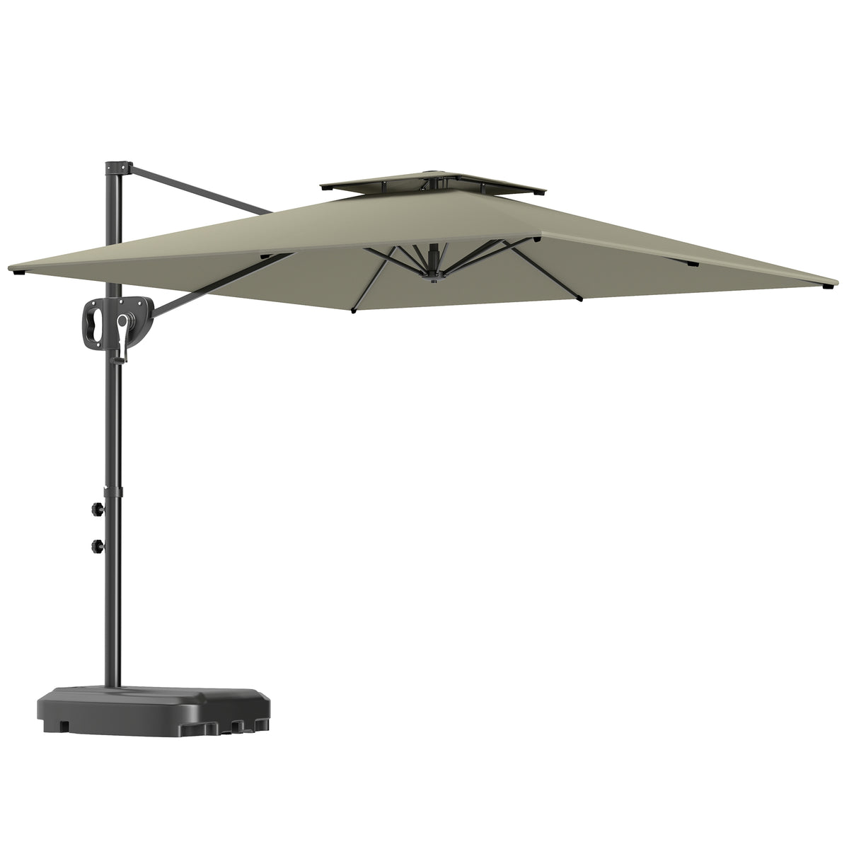 Outdoor Tilt Umbrella with Base, UV Protection, Light Grey