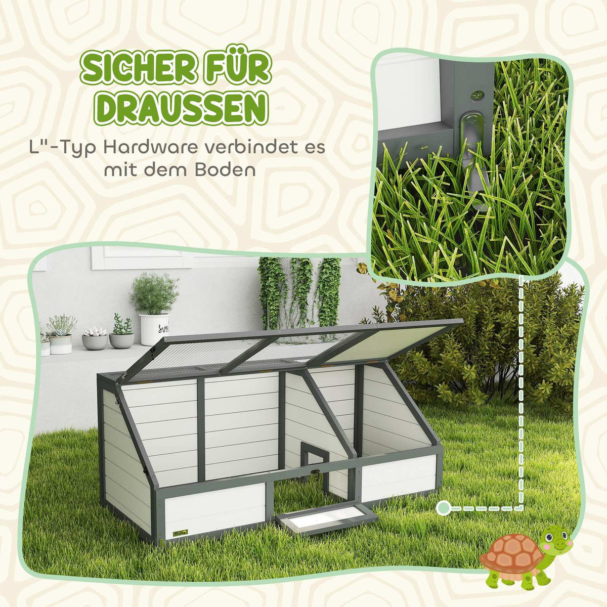 Outdoor Tortoise Enclosure, Bottomless, Easy Access