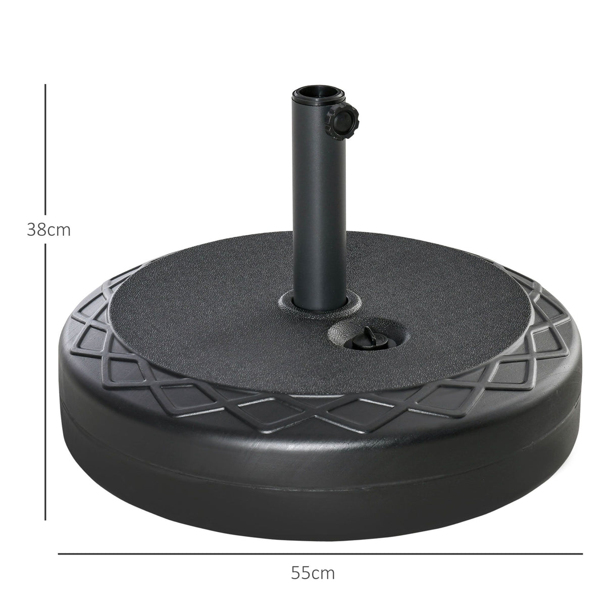 Outdoor Umbrella Base, HDPE, Fits 38/48mm Poles, Black