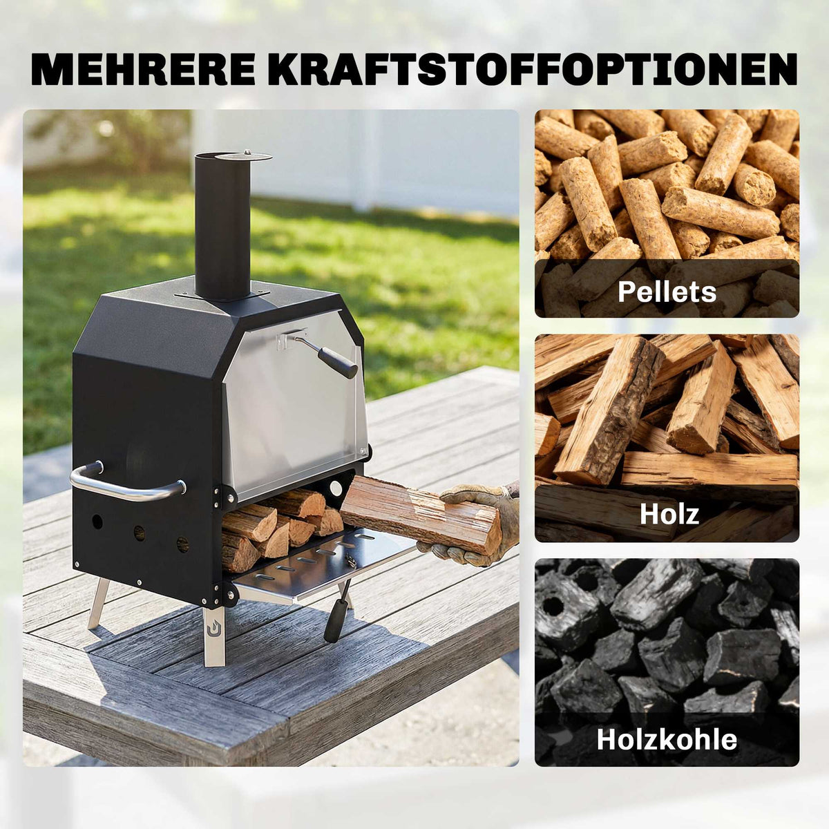 Outdoor Wood-Fired Pizza Oven, Stainless Steel, 2-Tier