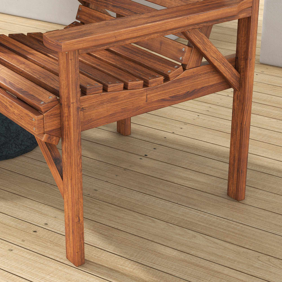 Outdoor Wooden Balcony Set with Table and Umbrella Hole