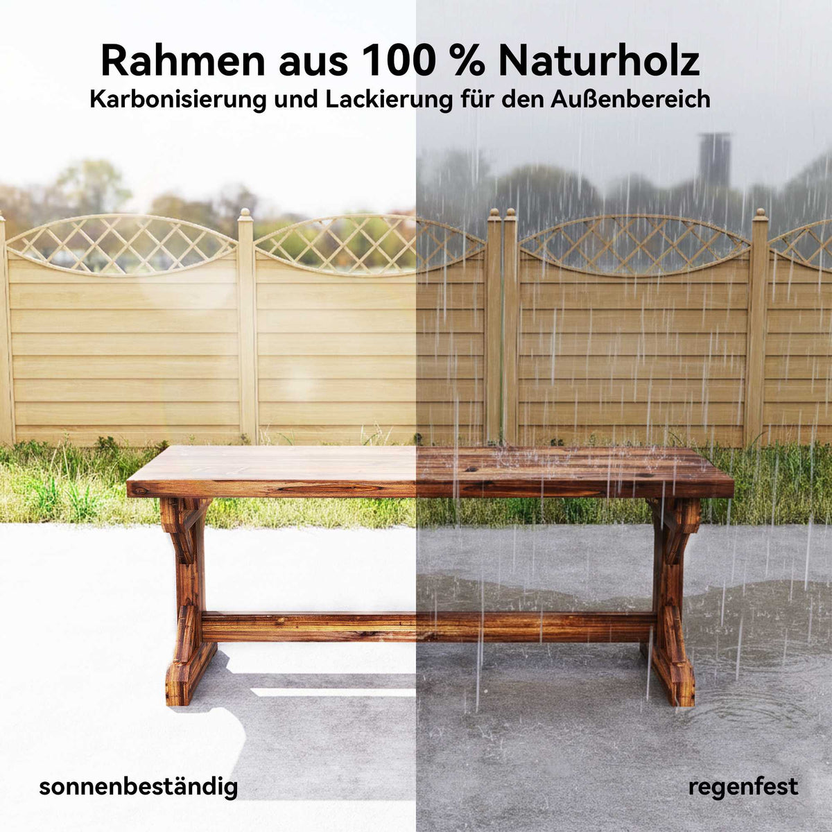 Outdoor Wooden Bench, Fir Wood, 2-Seater, 240kg Capacity