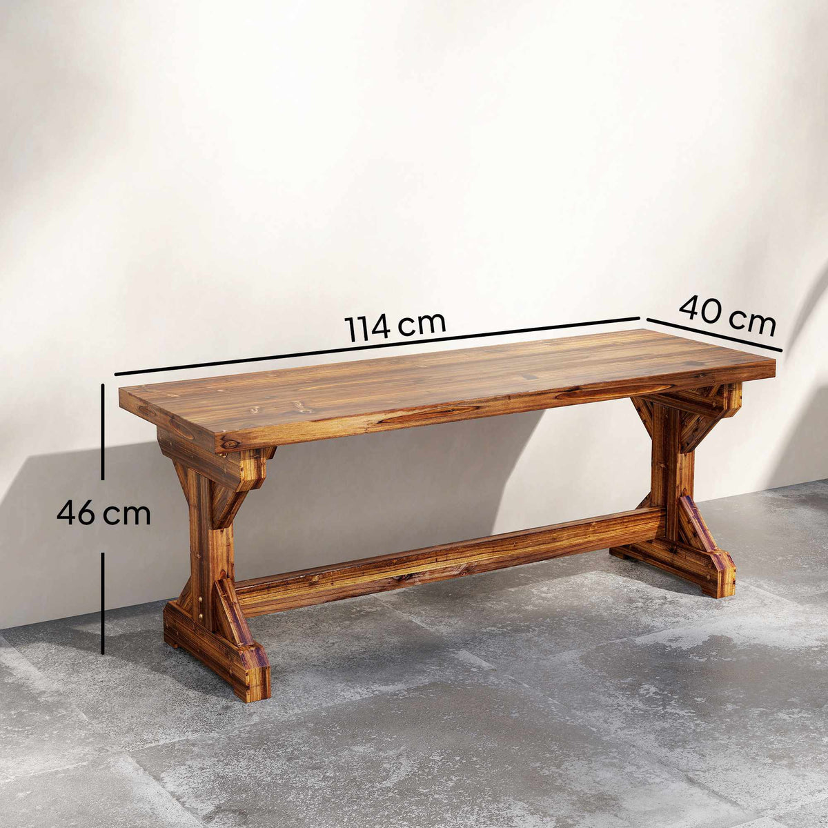 Outdoor Wooden Bench, Fir Wood, 2-Seater, 240kg Capacity