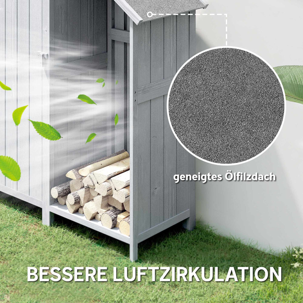 Outdoor Wooden Garden Cabinet, Weatherproof, 129x51.5x180 cm