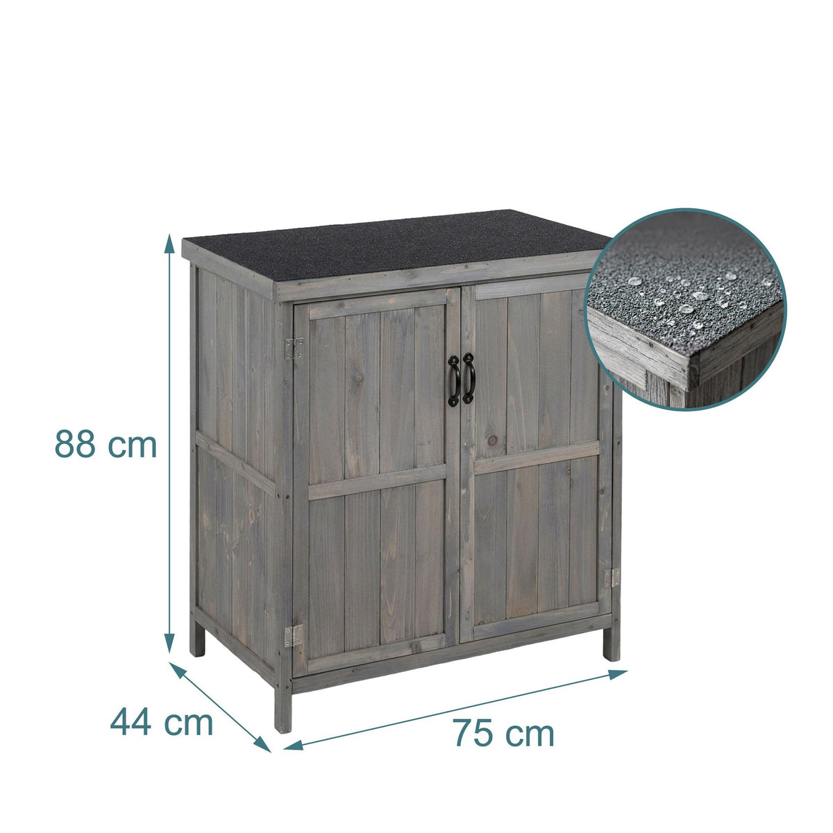 Outdoor Wooden Garden Tool Cabinet, Grey, 88x75x44 cm