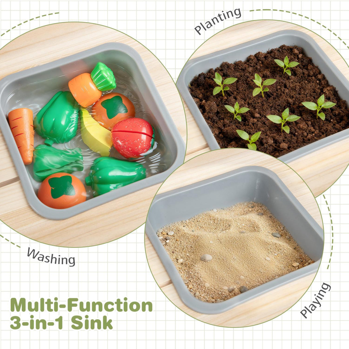 Outdoor Wooden Mud Kitchen Playset – Sink, Stove, Chalkboard